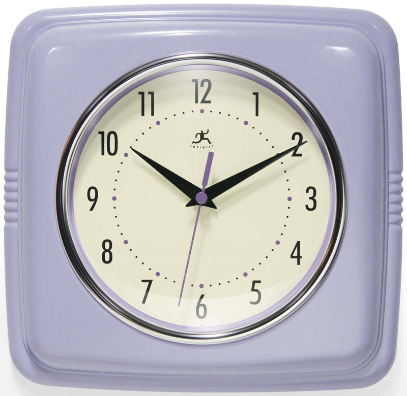 Retro Square Wall Clock in Lilac