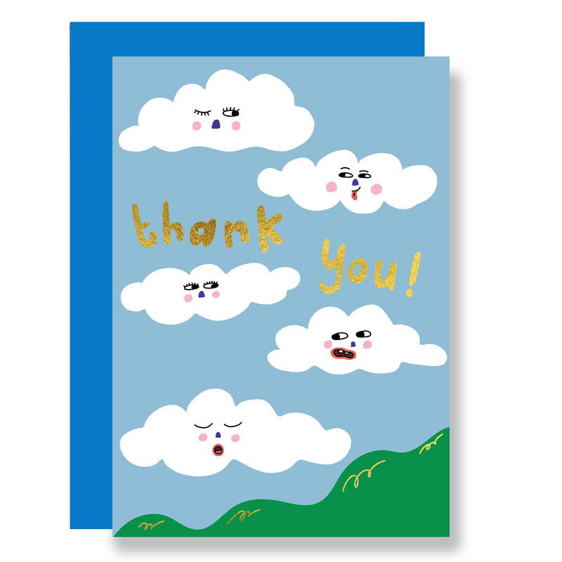 Thank You Clouds Gold Foil Card