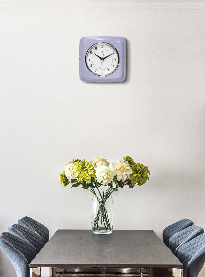 Retro Square Wall Clock in Lilac