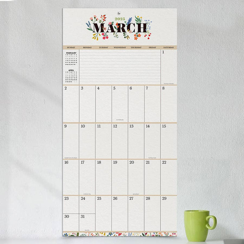 2025 Big Grid Floral Wall Calendar