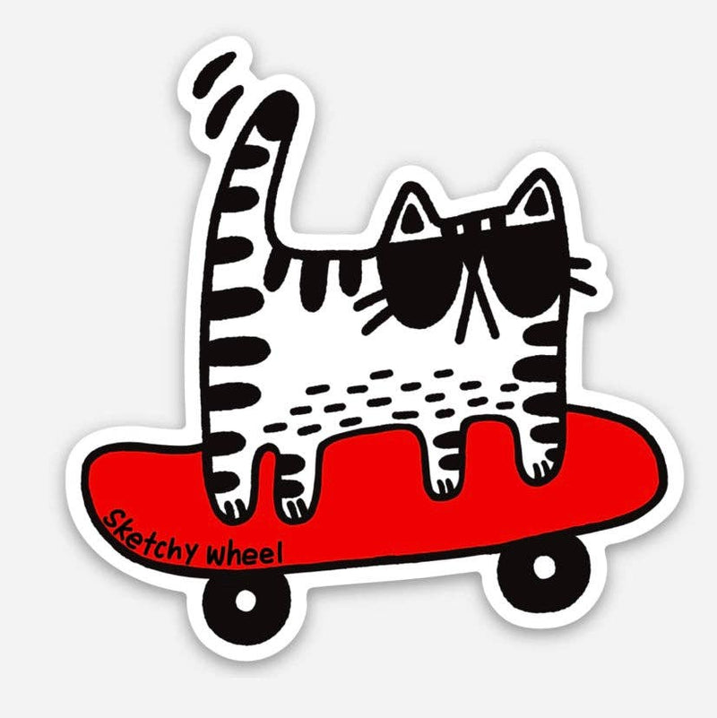Cat On Skateboard Sticker