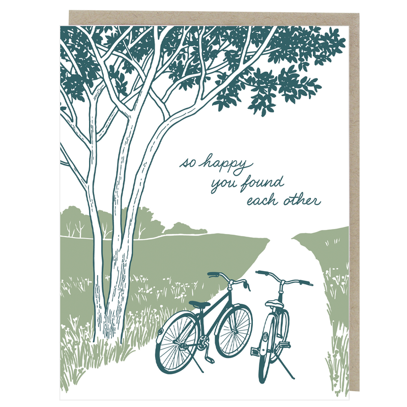 Bikes on a Path Wedding Card