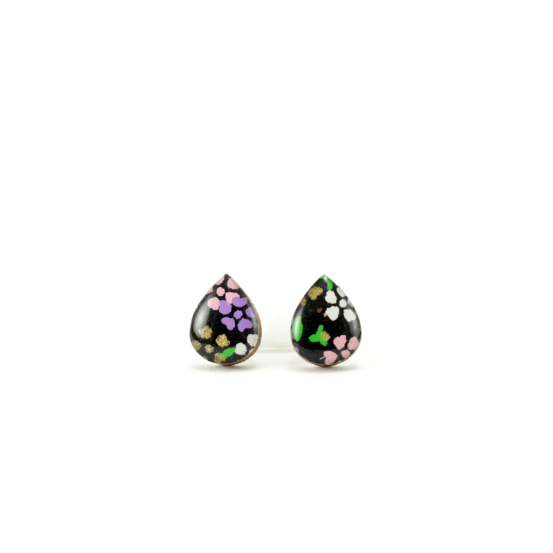 Teardrop Floral Titanium Studs