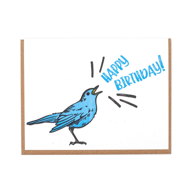 Blue Birdie Birthday Card