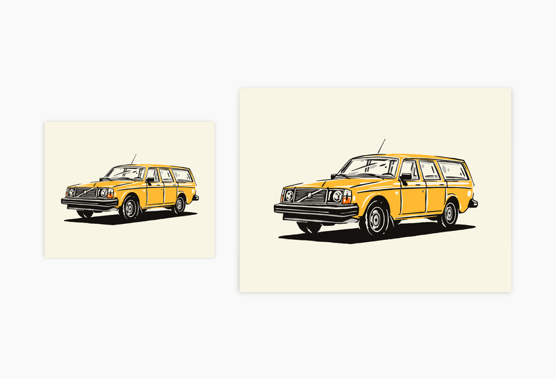 1970s Volvo 245 Poster - Vintage Car Illustration Print