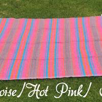 Turquoise/Hot Pink/Orange Throw Blanket
