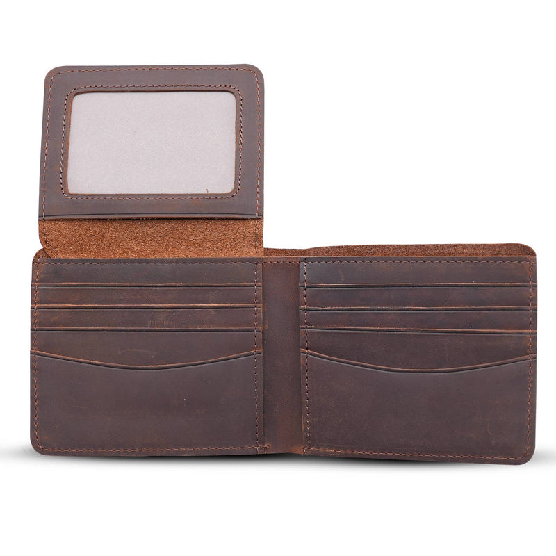 Genuine Leather Wallet with Flap Out ID Window