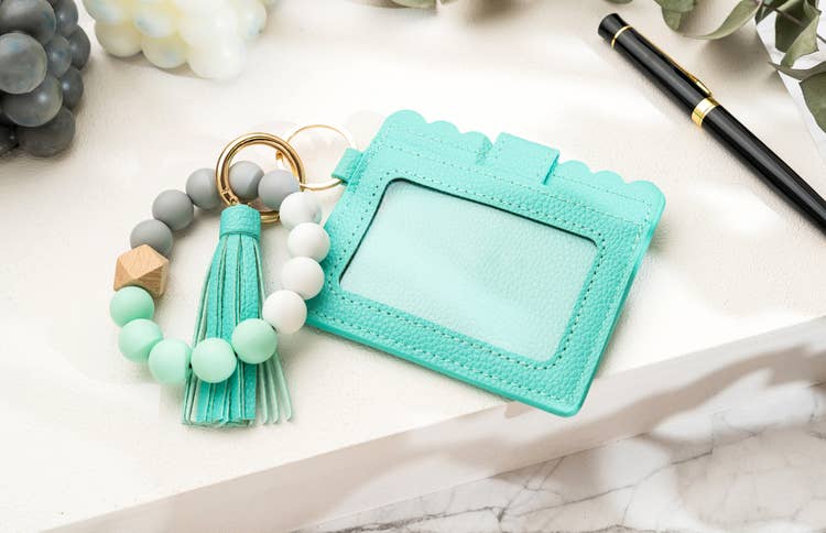 Leather Keychain Wallet with Wristlet