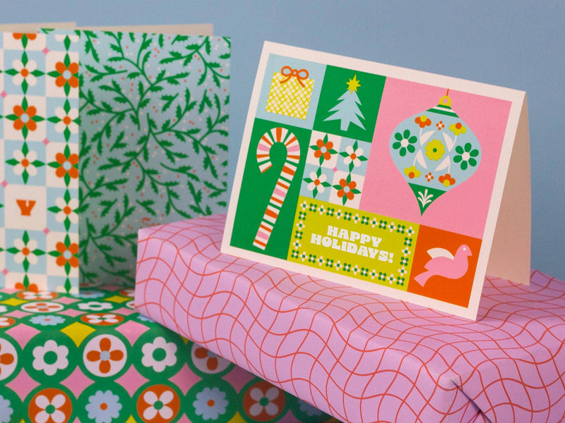 Colorblock Holiday Illustrated Card