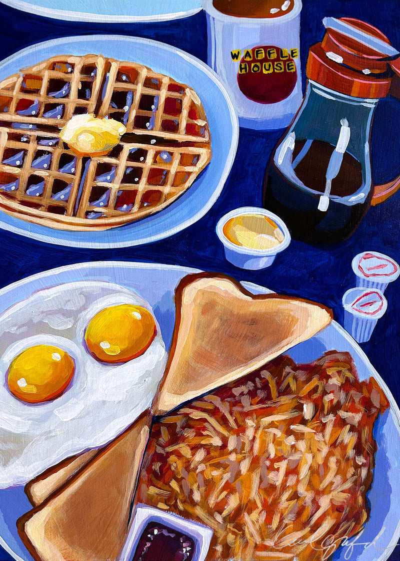 Waffle House Breakfast Print (Blue)
