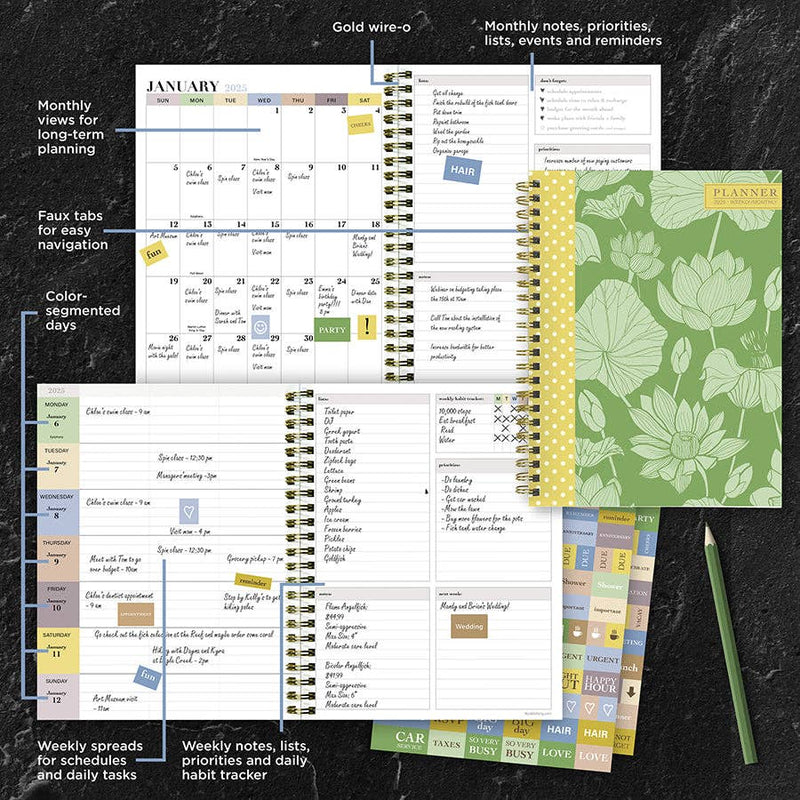 2025 Green Lotus Planner - Medium