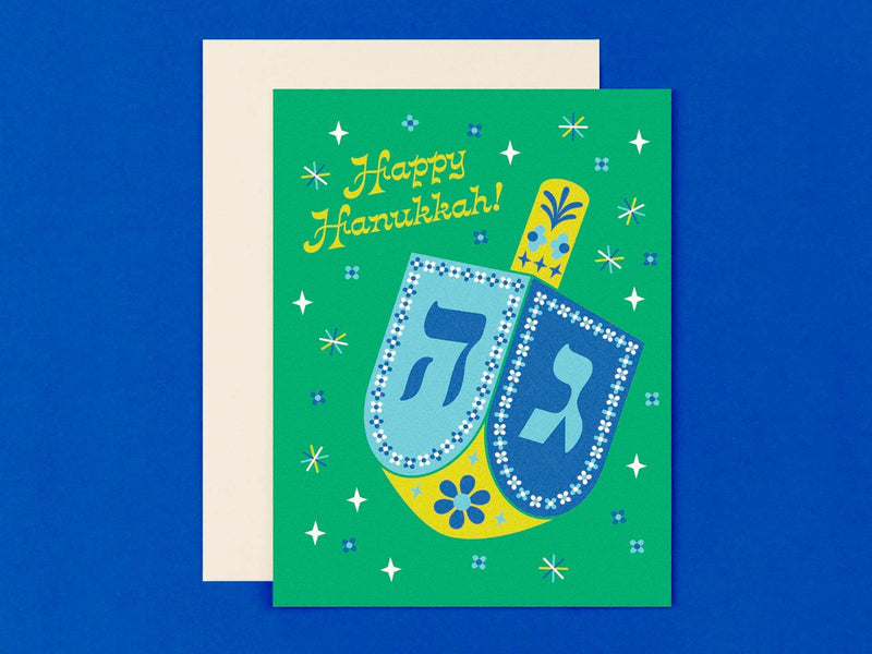 Retro Dreidel Hanukkah Card