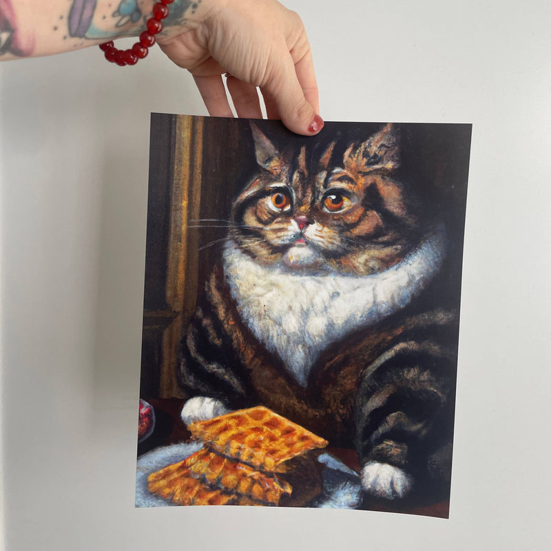 Waffle Cat Fancy Renaissance Portrait Art Print