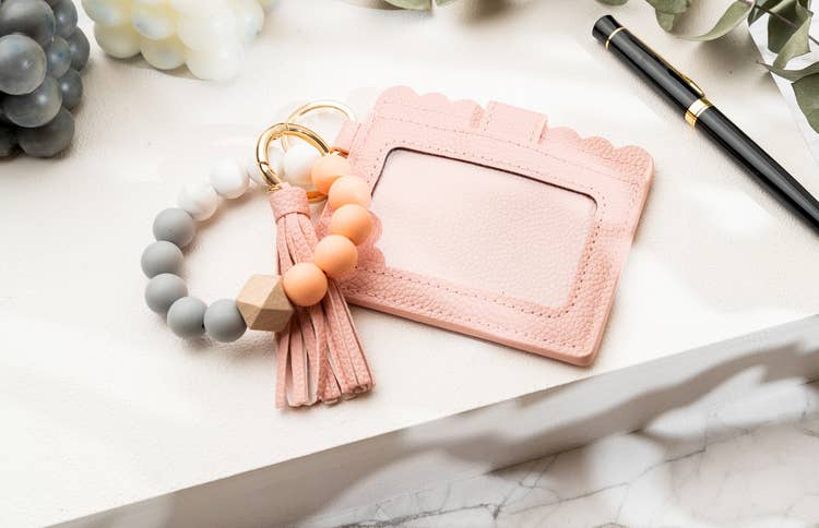 Leather Keychain Wallet with Wristlet