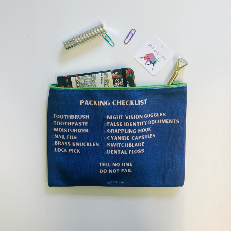 Secret Agent Packing Checklist Canvas Zipper Pouch