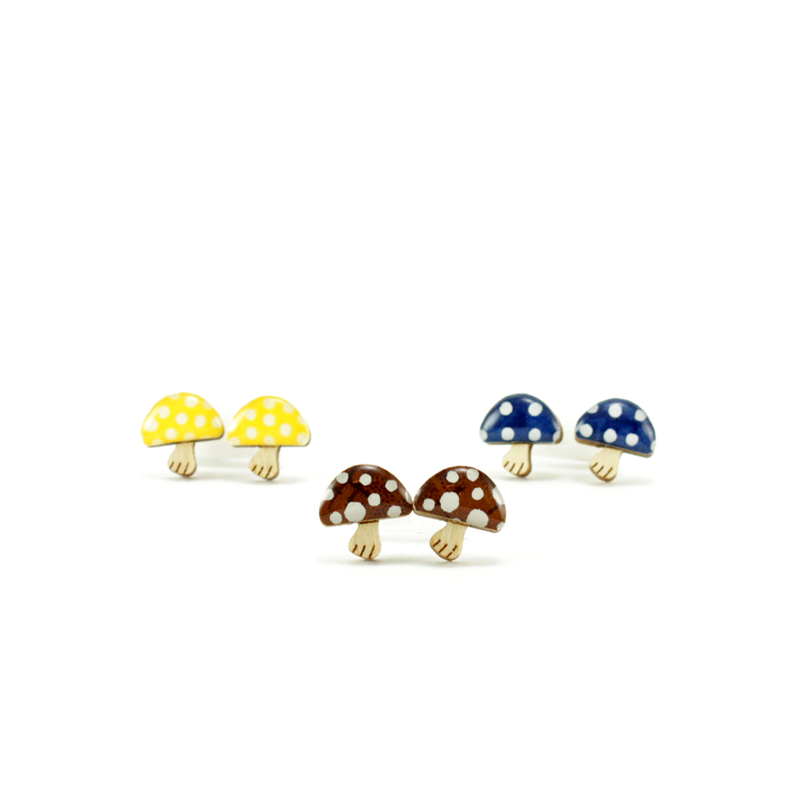 Polka Dot Mushroom Titanium Studs