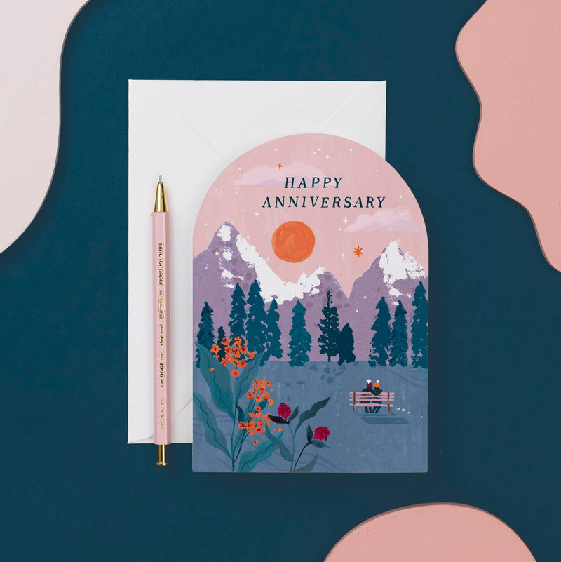 Mountain Sunset Anniversary Card
