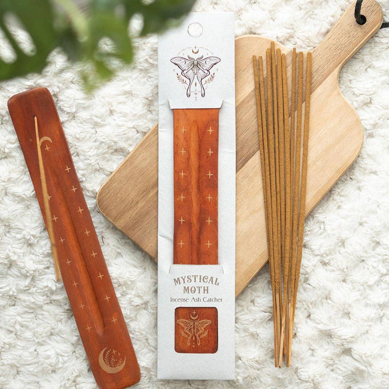 Mystical Moth Wooden Incense Ash Catcher