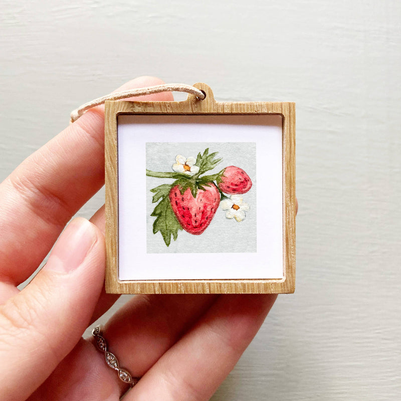 Mini 1" Strawberry Blossom Watercolor Print