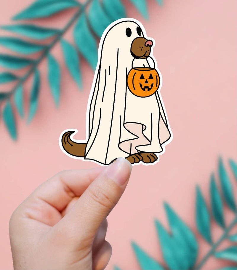 Ghost Costume Dog Sticker