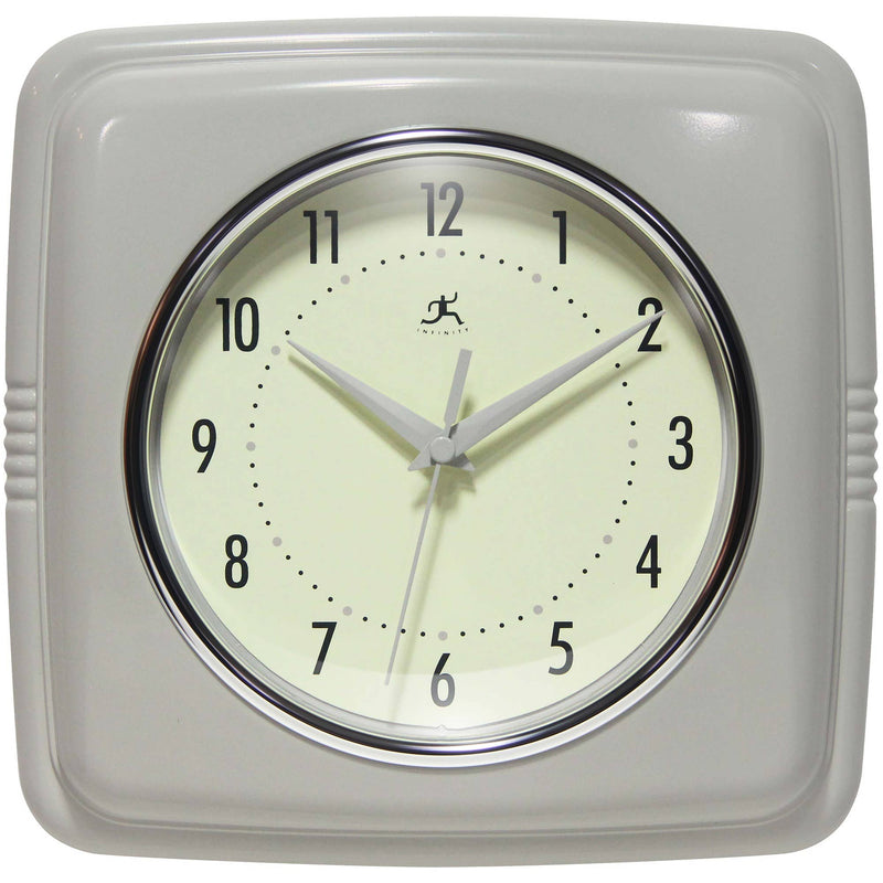 Retro Square Wall Clock in Stone Grey