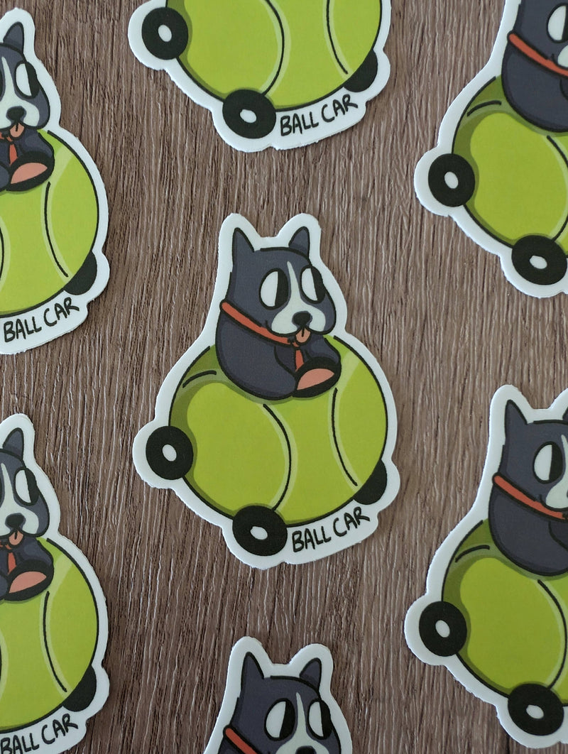 Dog in a Tennis Ball Car Sticker (Richard Scarry)