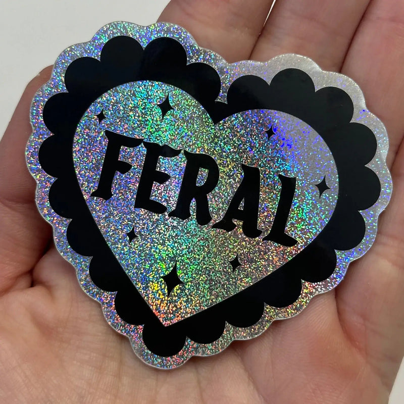 Feral Glittery Scalloped Heart Sticker