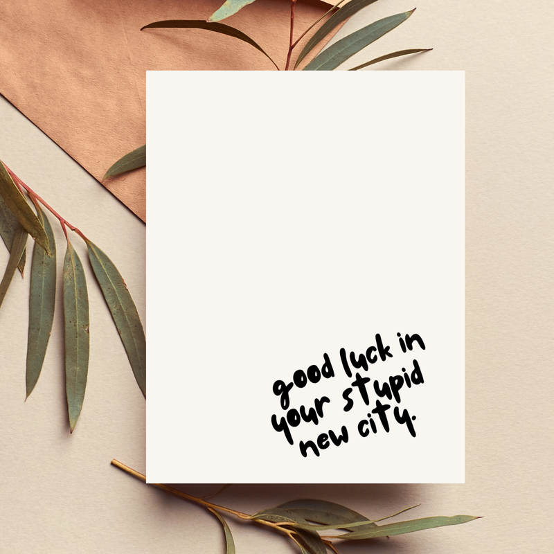 Good Luck In Your Stupid New City Congrats Card