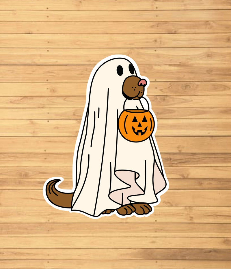 Ghost Costume Dog Sticker