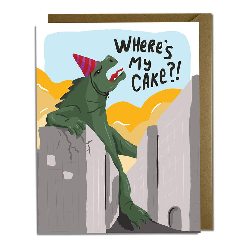 Giant Lizard Monster Birthday Card