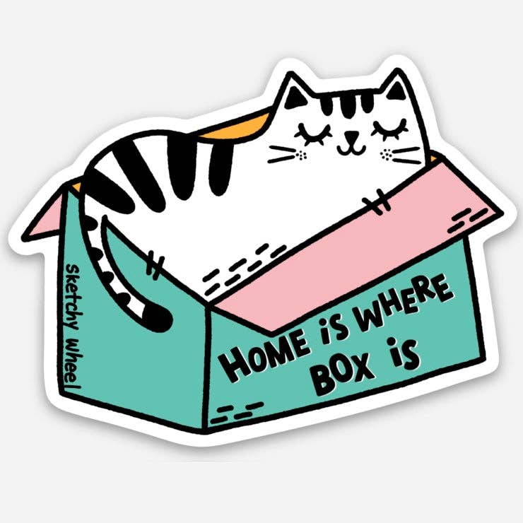 Home is Where Box is Cat Sticker