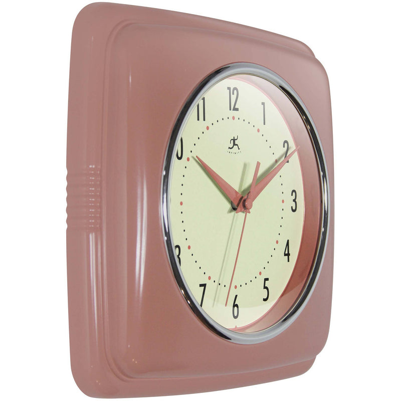 Retro Square Wall Clock in Terracotta