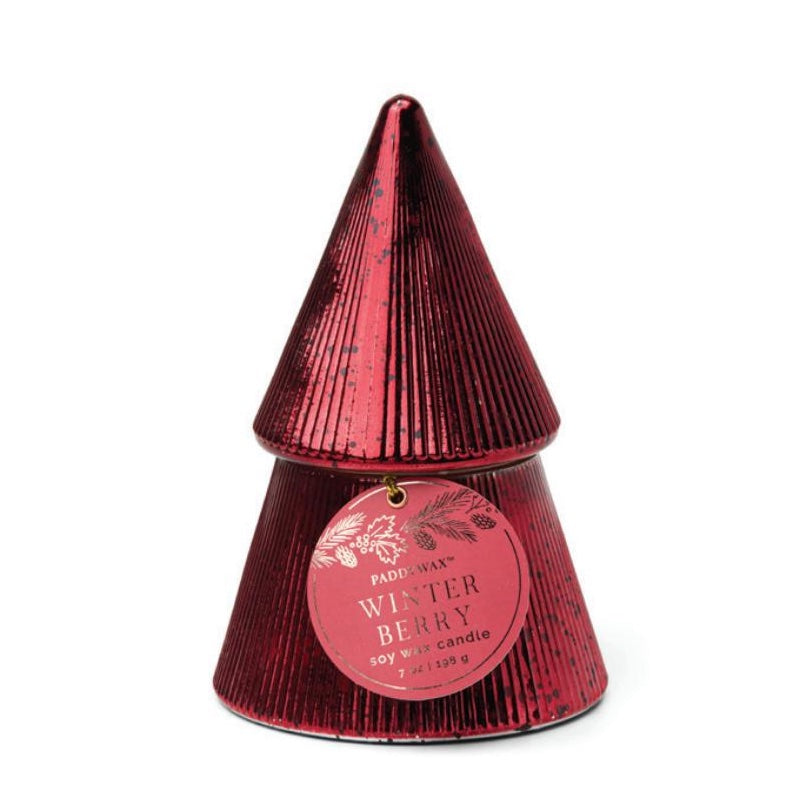 Winter Berry 7oz Ribbed Mercury Stacked Tree Candle