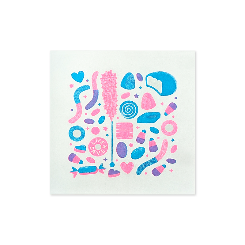 Candy Risograph Art Print - 8" x 8"