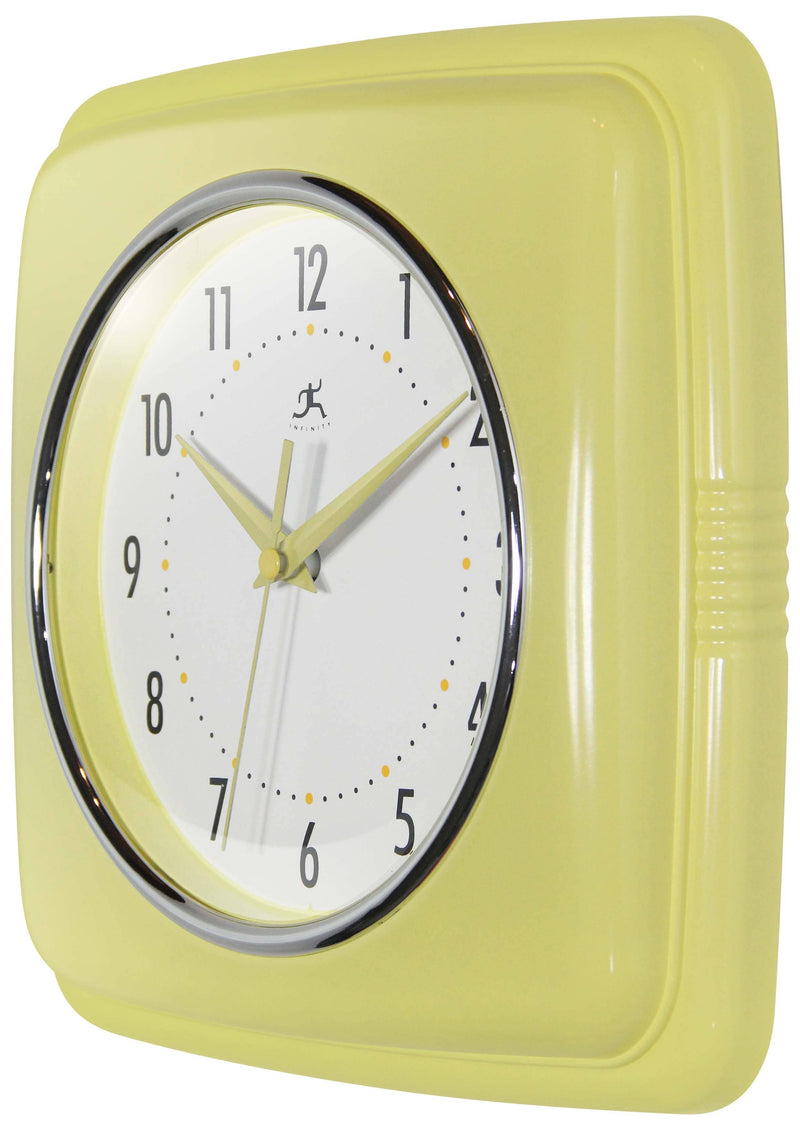 Retro Square Wall Clock in Yellow