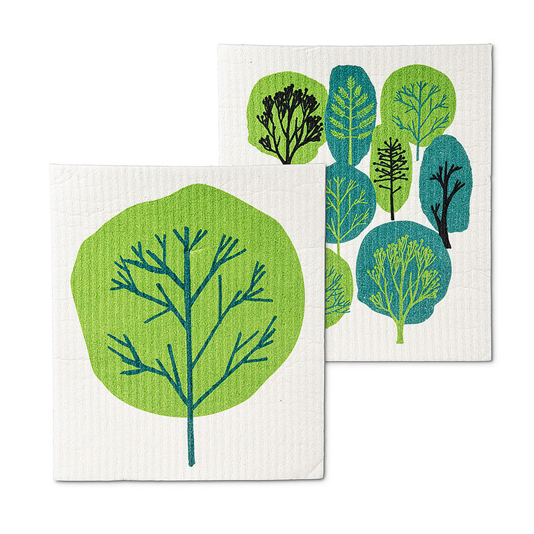 Green Trees Swedish Dishcloth (Set of 2)