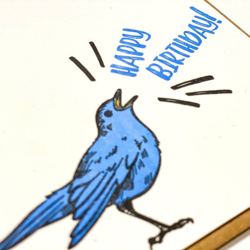 Blue Birdie Birthday Card