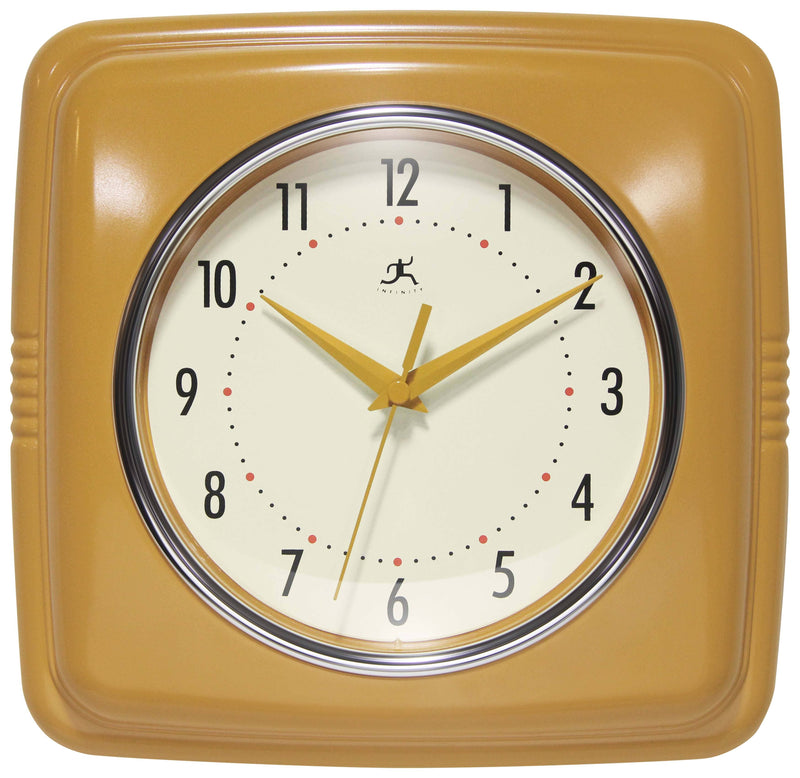 Retro Square Wall Clock Saffron