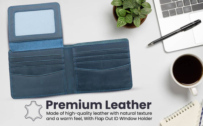 Genuine Leather Wallet with Flap Out ID Window