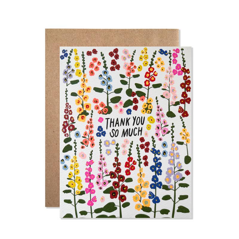 Thank You Hollyhocks Card Set of 8