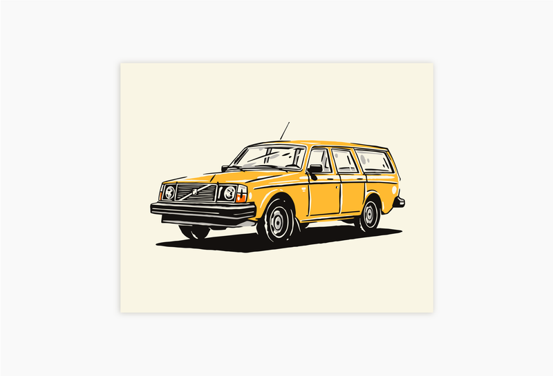 1970s Volvo 245 Poster - Vintage Car Illustration Print