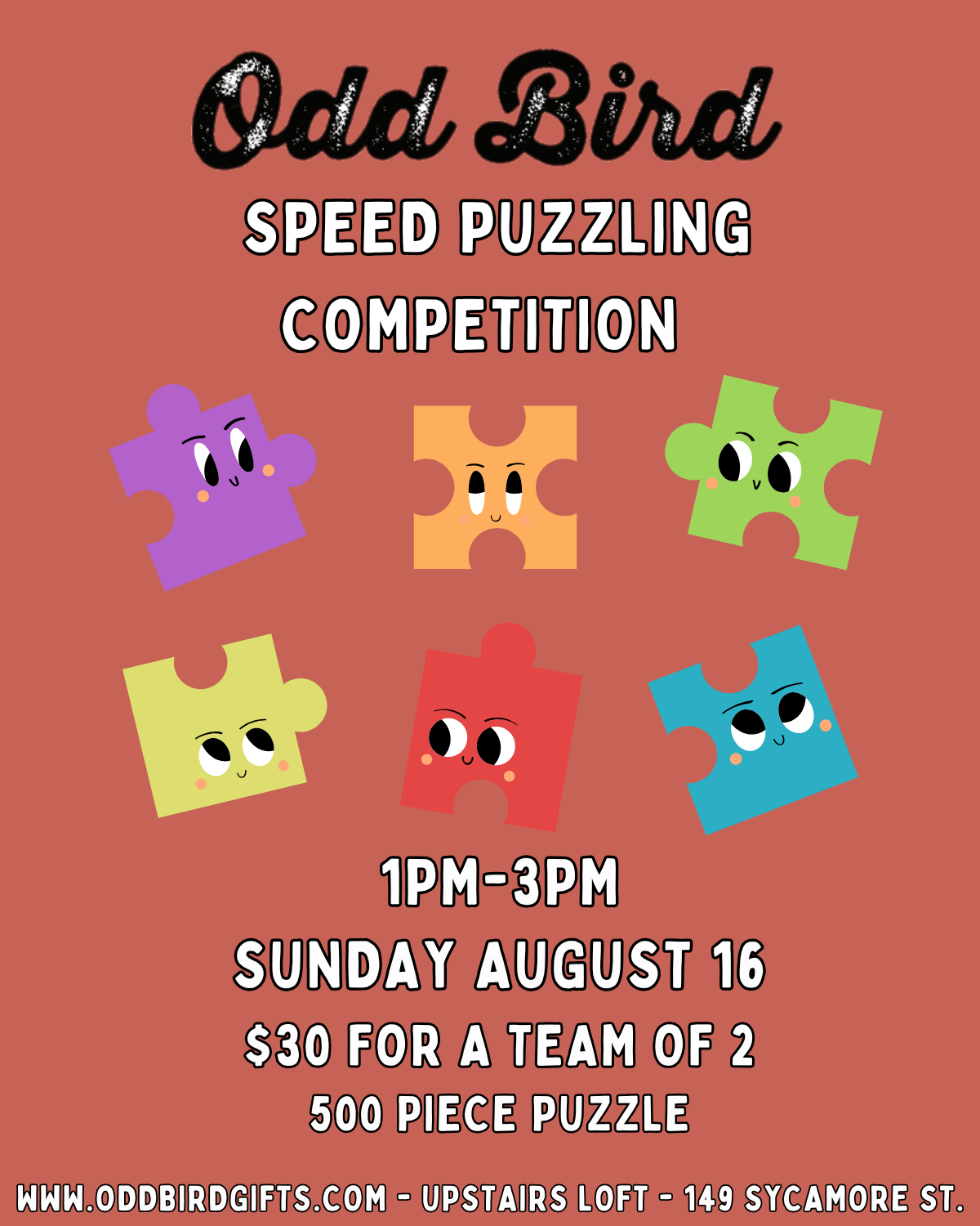 Speed Puzzling Invitations 8/16 Speed Puzzling Competition – Odd Bird Gifts
