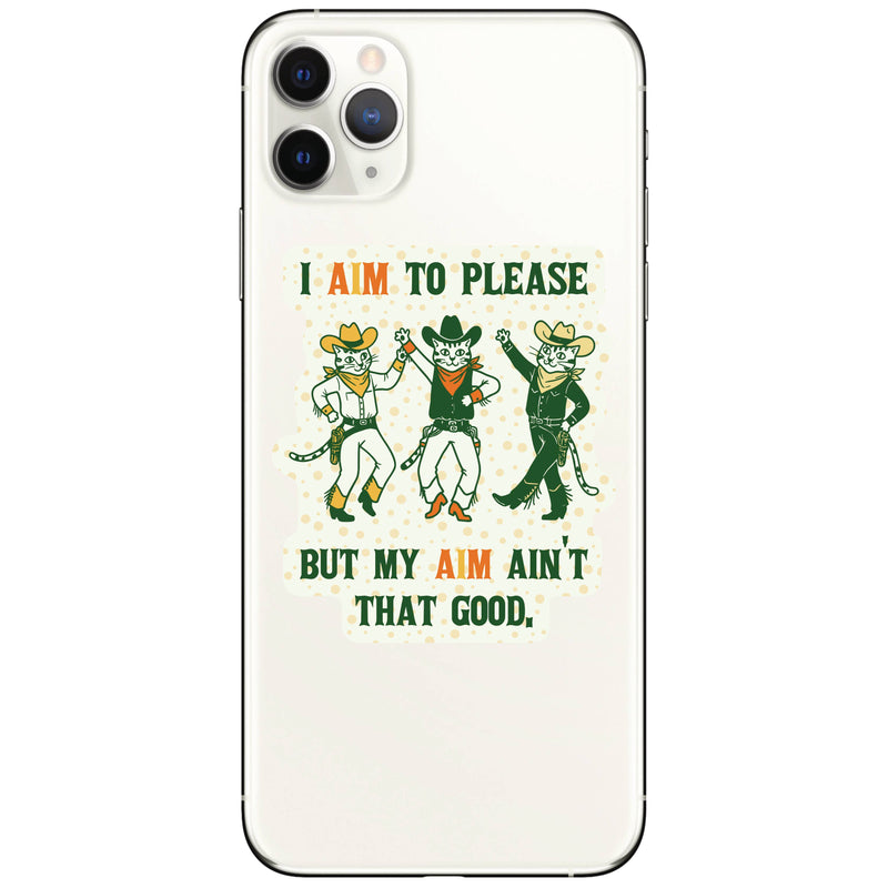 Aim To Please Cowboy Cat Sticker