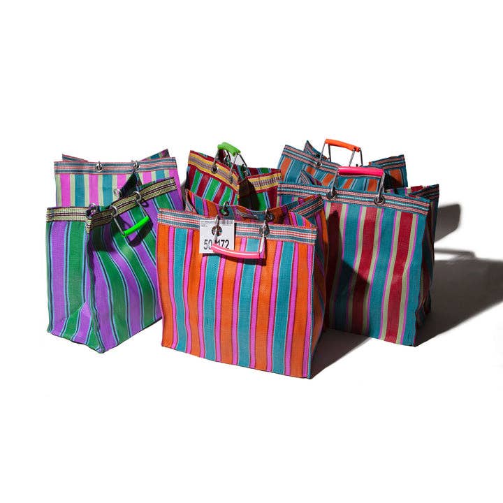 Square Recycled Plastic Bag - Striped