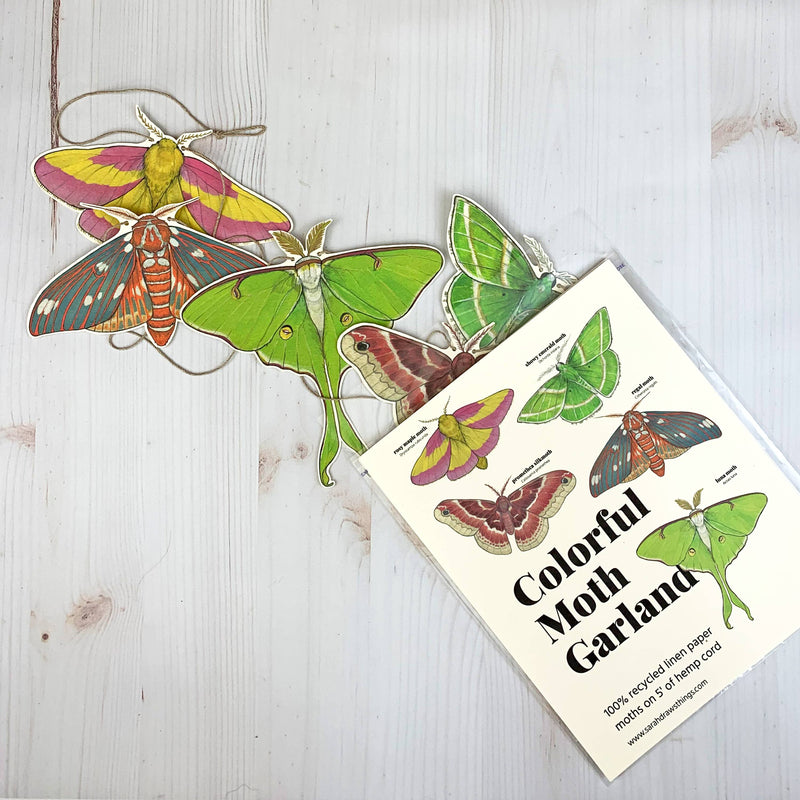 Colorful Moth Illustrated 5-Foot Garland