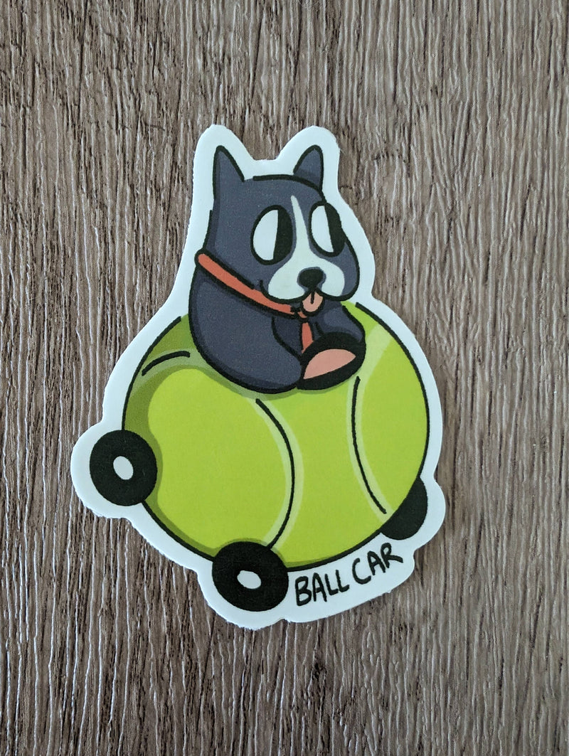 Dog in a Tennis Ball Car Sticker (Richard Scarry)