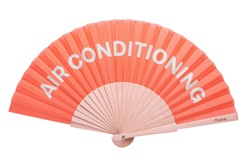 "Air Conditioning" Folding Fan - Orange