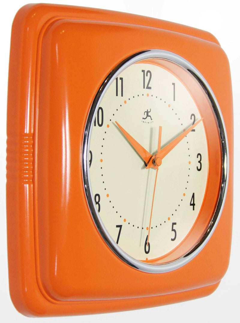 Retro Square Wall Clock in Orange