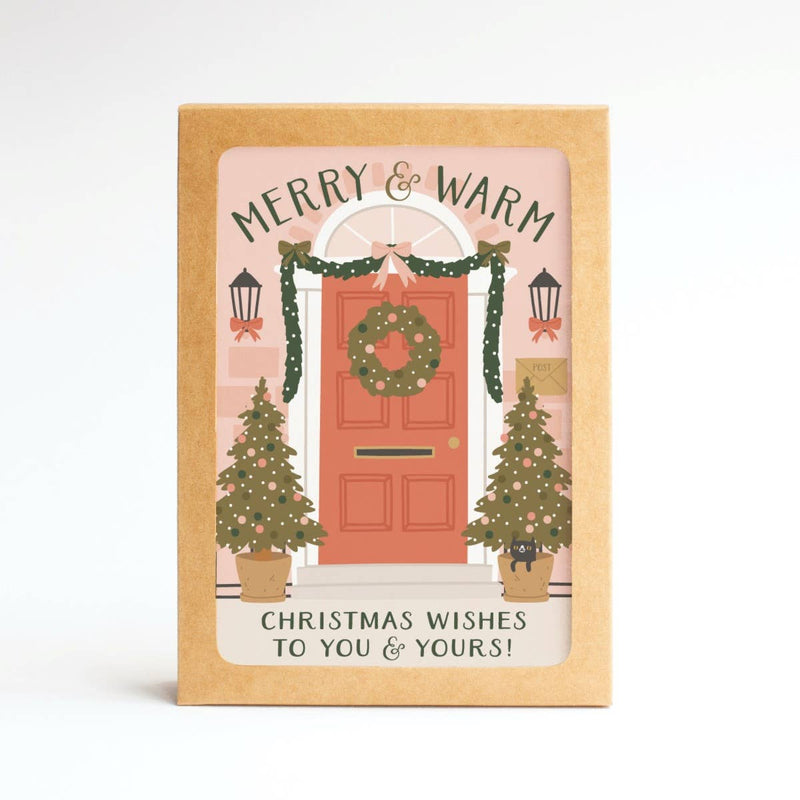 Merry & Warm Christmas Wishes Note Card Set of 10