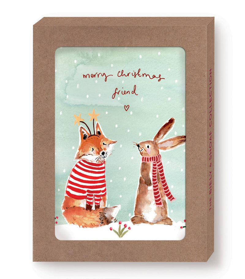 Fox & Bunny Friends Christmas Card Set of 10